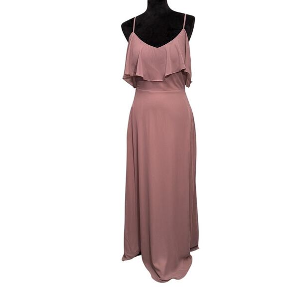 Birdy Grey Jane Convertible Bridesmaid Chiffon Dress w/Slit Dark Mauve M (6-8) - Picture 7 of 15